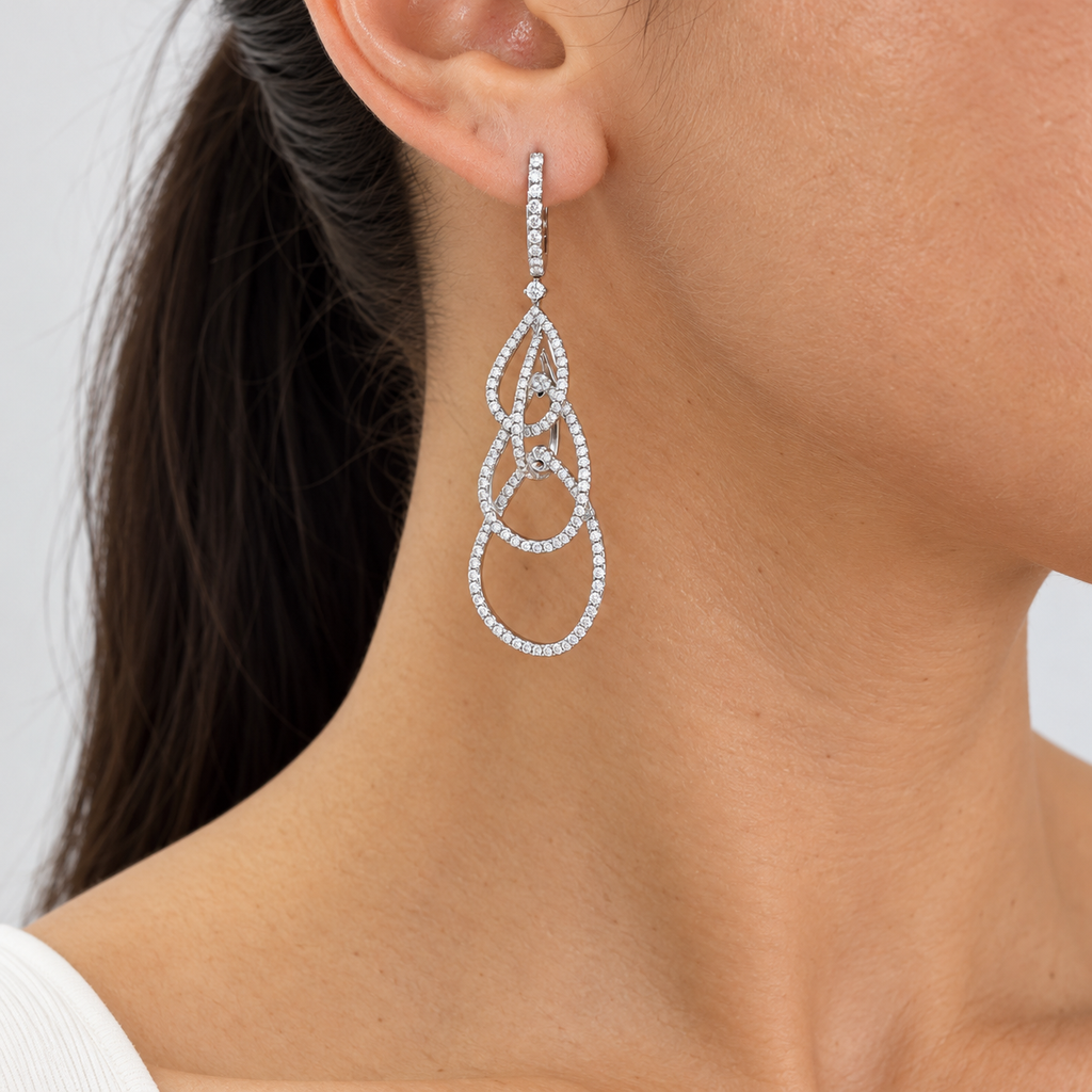 14K White Gold Diamond Earrings — 4.07CT PJE4572-005