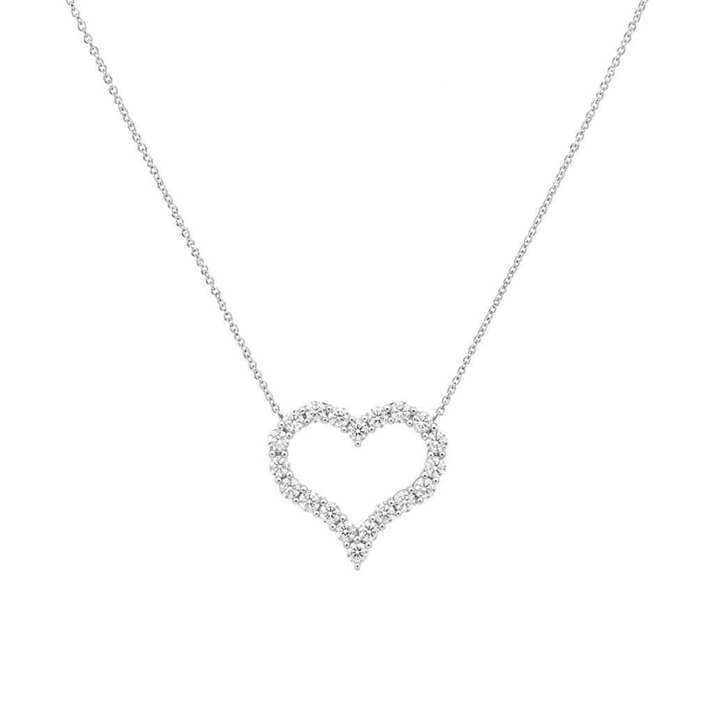 14K White Gold Diamond Heart Pendant Necklace 2.00 CT DP111 ILJJ