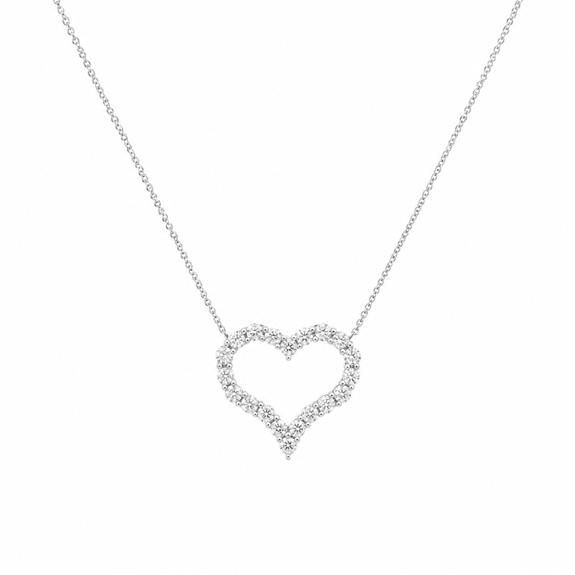 14K White Gold Diamond Heart Pendant Necklace 2.00 CT DP111 ILJJ
