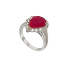 14K White Gold Ring with 0.95ct Diamonds and 2.57ct Ruby