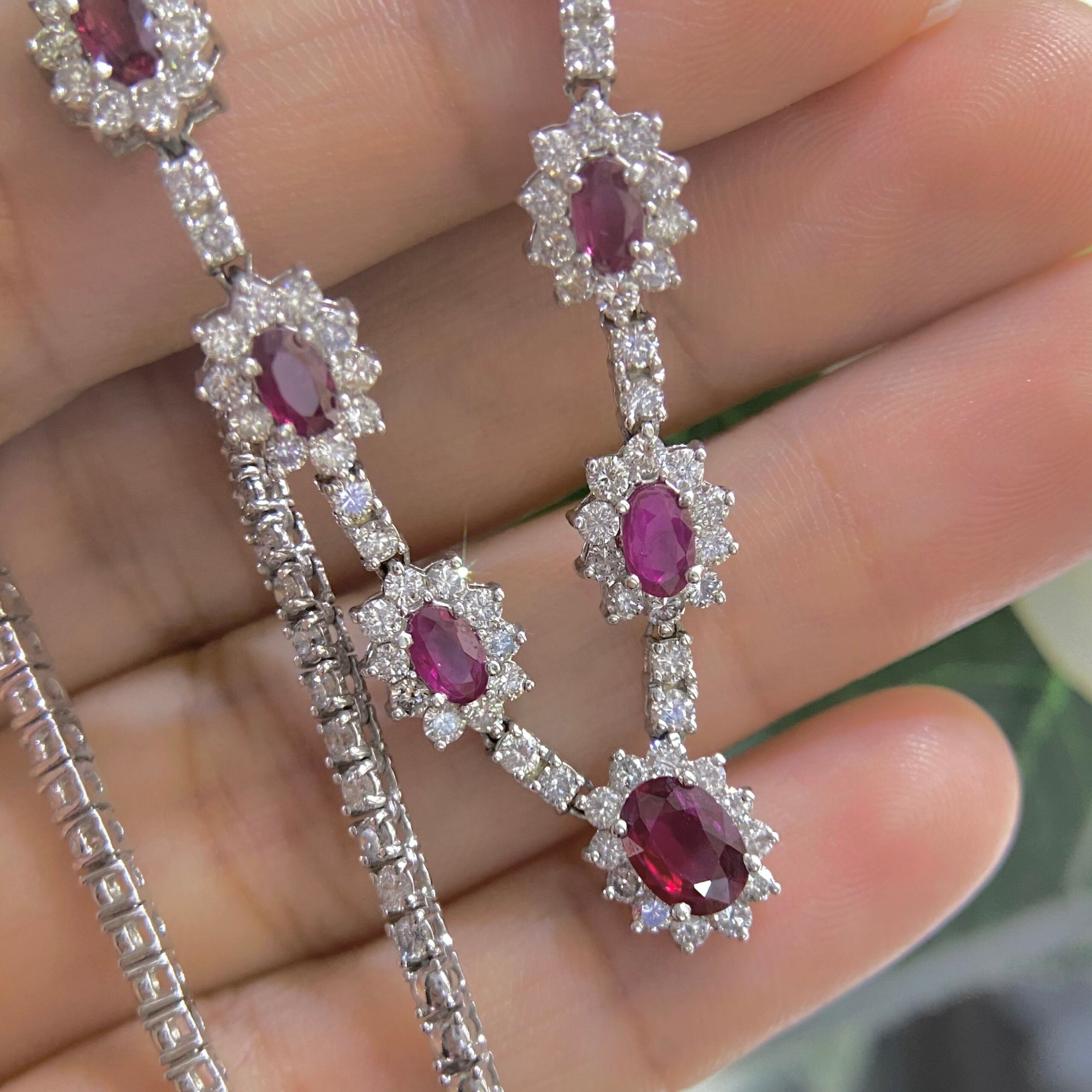 18K White Gold Ruby & Diamond Necklace – 3.20CT Rubies / 4.75CT Diamonds | CDN003
