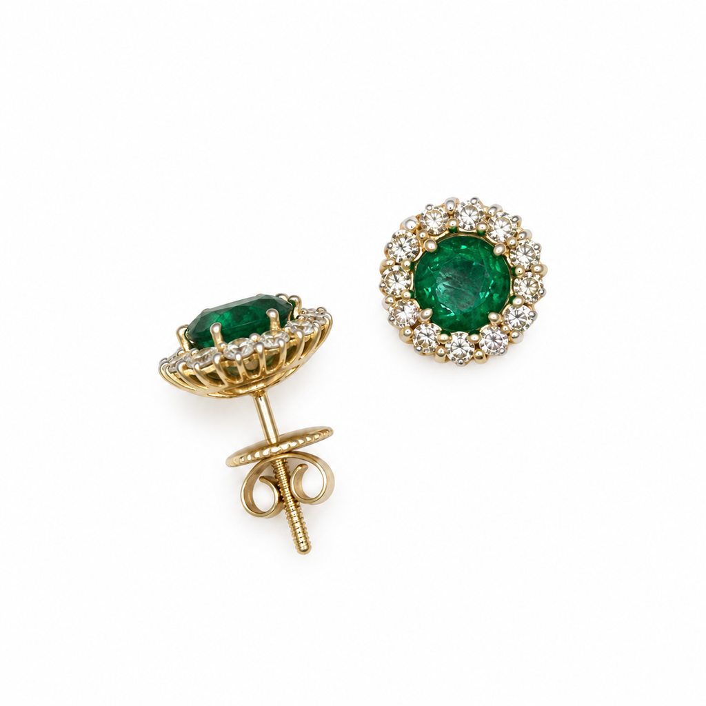 14K Yellow Gold Emerald & Diamond Earrings — 2.48ct Emeralds, 1.20ct Diamonds EMER030 NTJJ