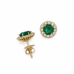 14K Yellow Gold Emerald & Diamond Earrings — 2.48ct Emeralds, 1.20ct Diamonds EMER030 NTJJ