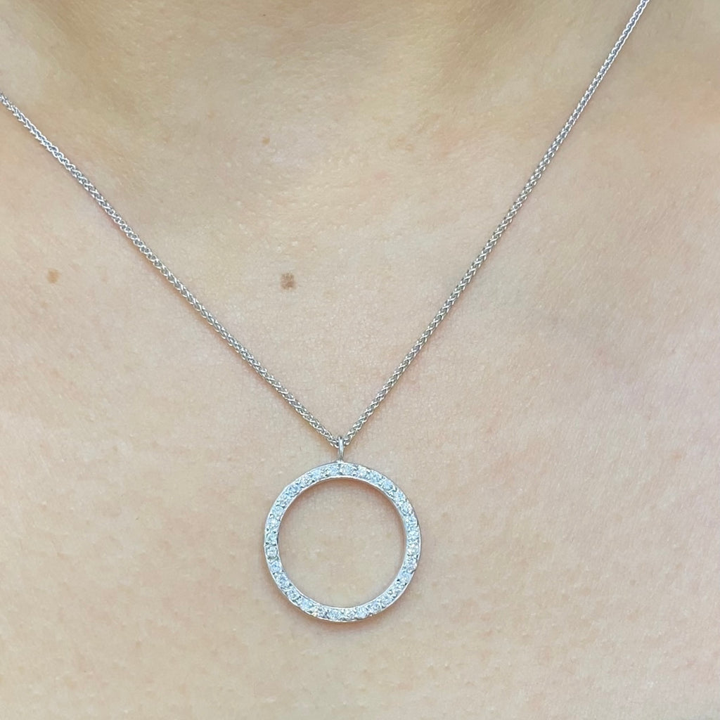 14K White Gold 1.00ct Diamond pendant “Circle of Life” ZTJ