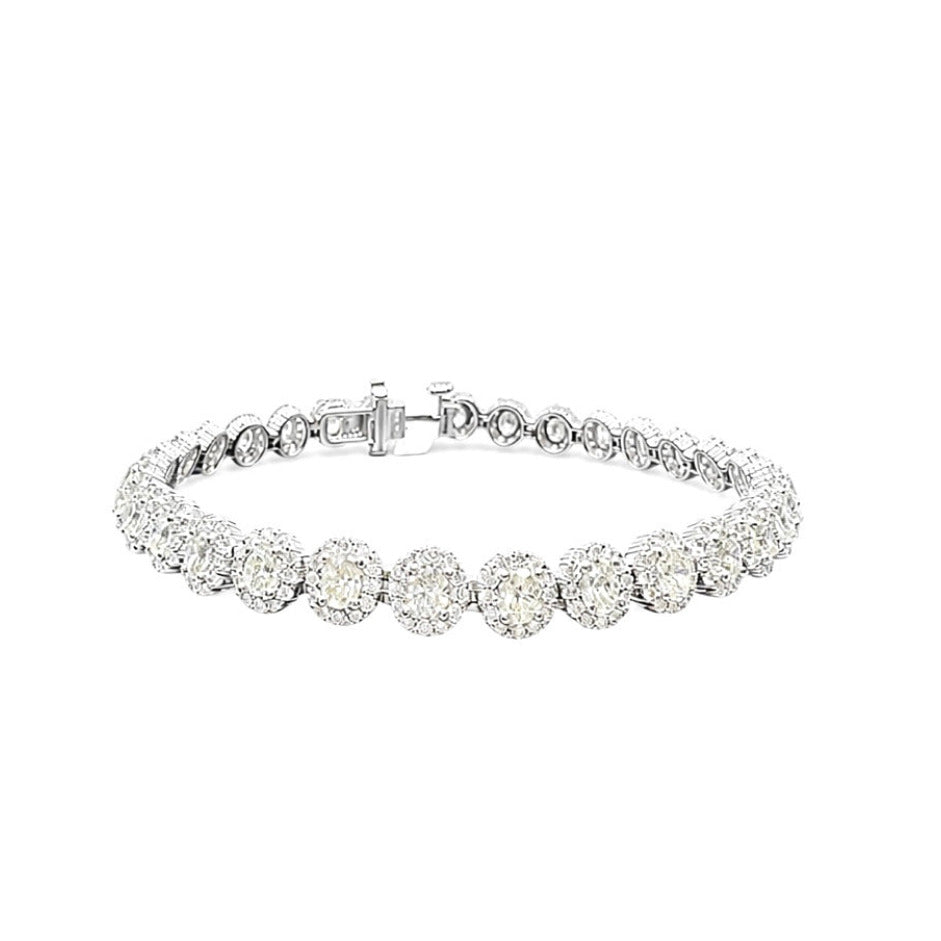 14K White Gold 7.00ct Oval Diamond Halo Bracelet – 7.00CT DB133 AIJJ