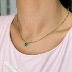 14K Yellow Gold 0.89CT Malachite & 0.10CT Diamond Pendant Necklace SN46899MA