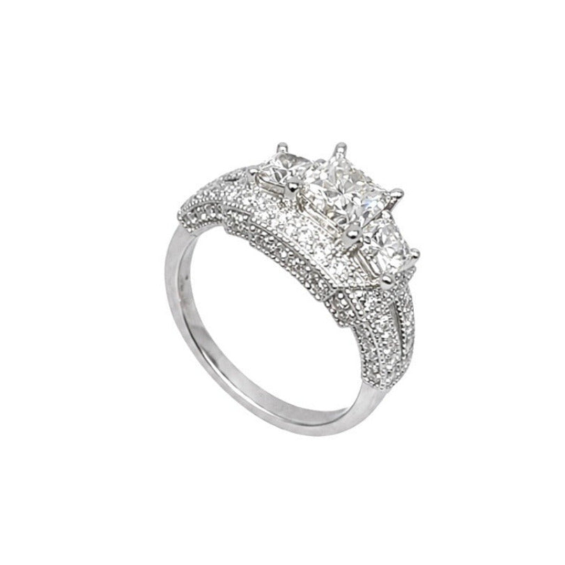 14K White Gold 3.20CT Clarity Enhanced Princess Cut Diamond Ring PRER GJJJ NGTJ