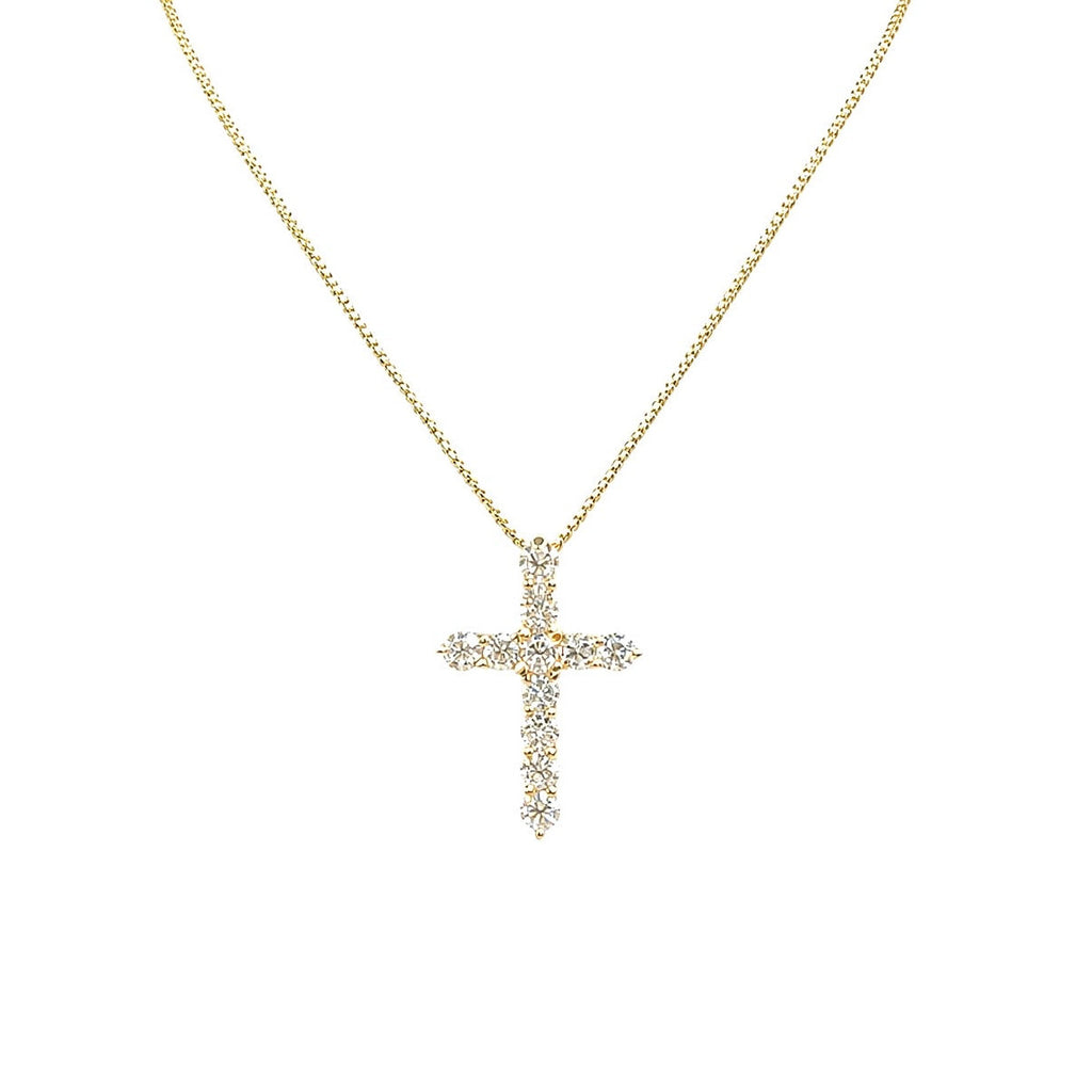 14K Yellow Gold Round Diamond Cross Necklace – 2.20CT Diamonds DP113 IEJJ