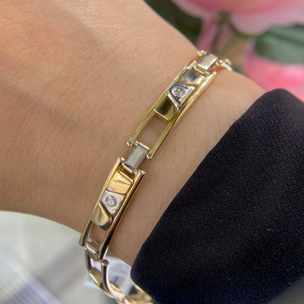 14K Yellow and White Gold Diamond Bracelet with 0.50CT Natural Diamonds