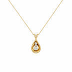 14K Yellow Gold Round Diamond Pendant Necklace – 0.40 CT TJJ