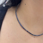18K White Gold Sapphire Necklace with 10.29ct Round Natural Sapphires SDN002 GIZJ