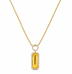 14K Yellow Gold 3.86CT Yellow Citrine & 0.18CT Diamond Pendant Necklace – 16” AJJ