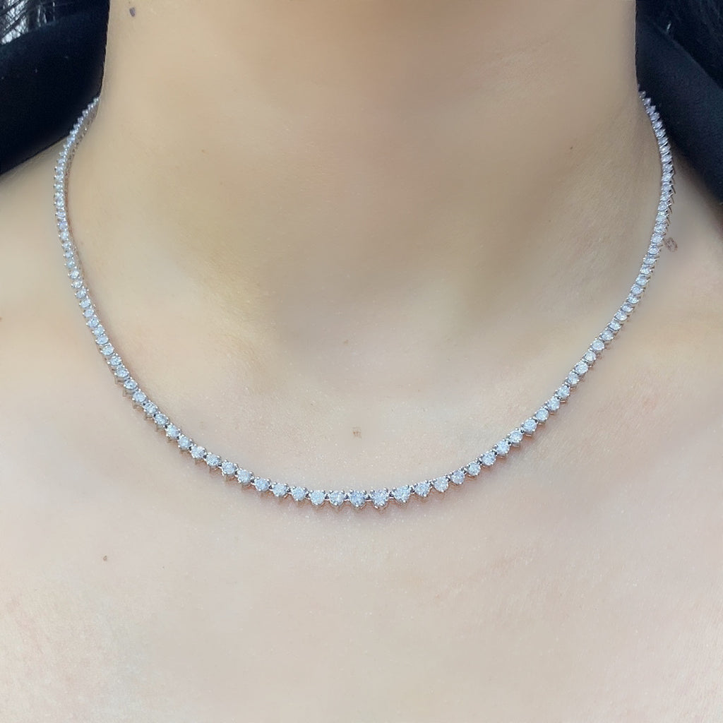 14K White Gold Diamond Tennis Necklace – 5.00CT G/SI1-SI2 | GNJJ