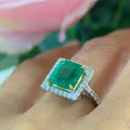 18K White Gold Natural Emerald & Diamond Ring – 3.28CT Emerald / 0.55CT Diamonds | EMR005