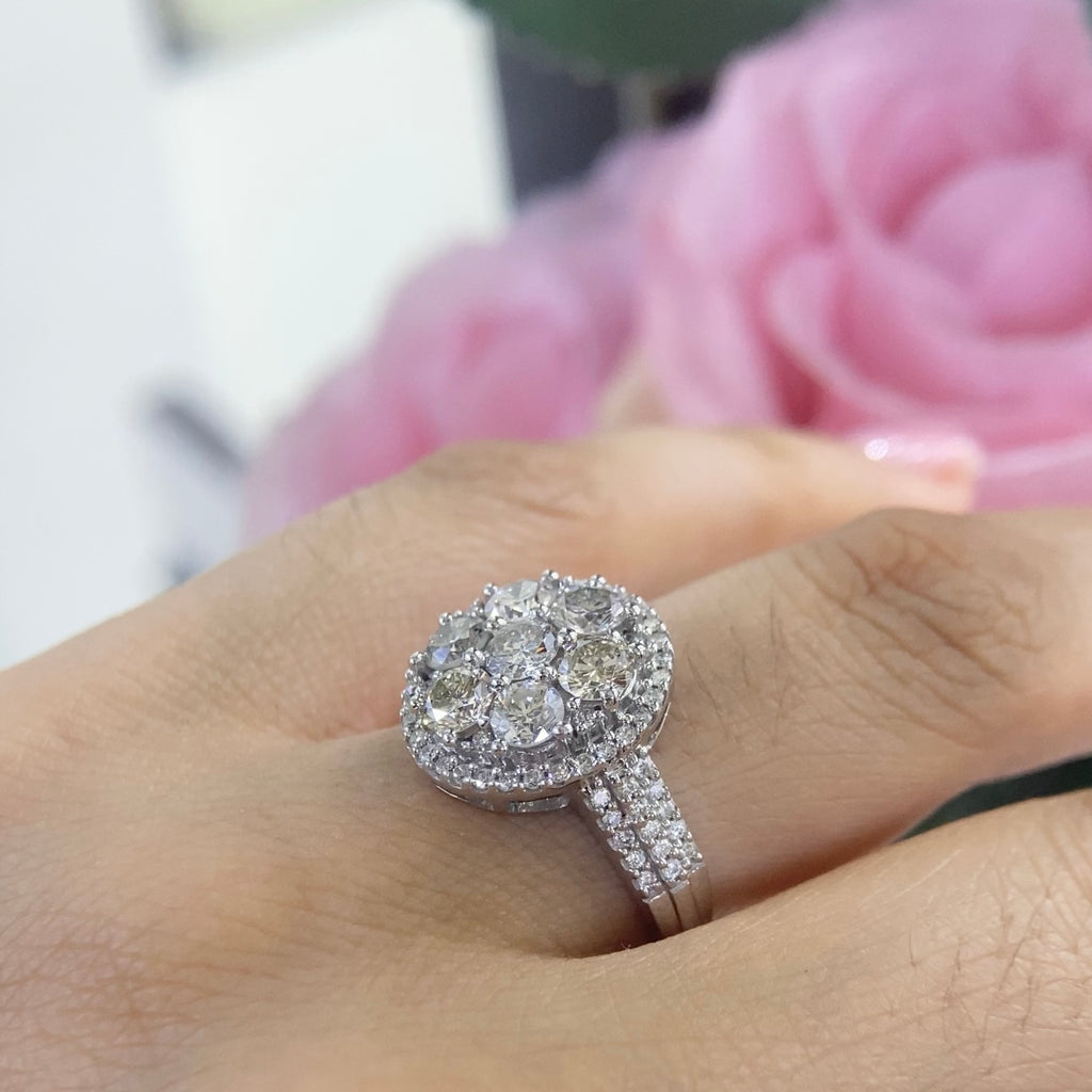 14K White Gold Natural Diamond Ring – 2.50CT G-H/VS | DR006 I,NJJ