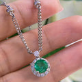 14K White Gold 0.95ct Emeralds Necklace with diamonds CDN013