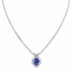14K White Gold Pendant Necklace with 2.00ct Tanzanite & 0.20ct Diamonds – 16" LTJ