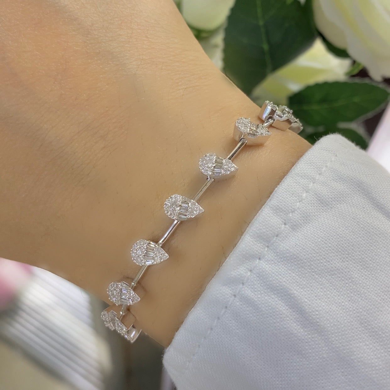 14K White Gold 2.65ct Diamond Bracelet SI F-G DB081 ISEJ