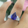 18K White Gold Pear Shape Natural Tanzanite & Diamond Ring – 3.82CT Tanzanite / 1.64CT Diamonds | TDR014