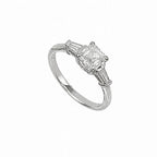 14K White Gold Diamond Ring with 0.90CT Princess Cut Clarity Enhanced Center Diamond – 1.10CT EMDR025 INJJ