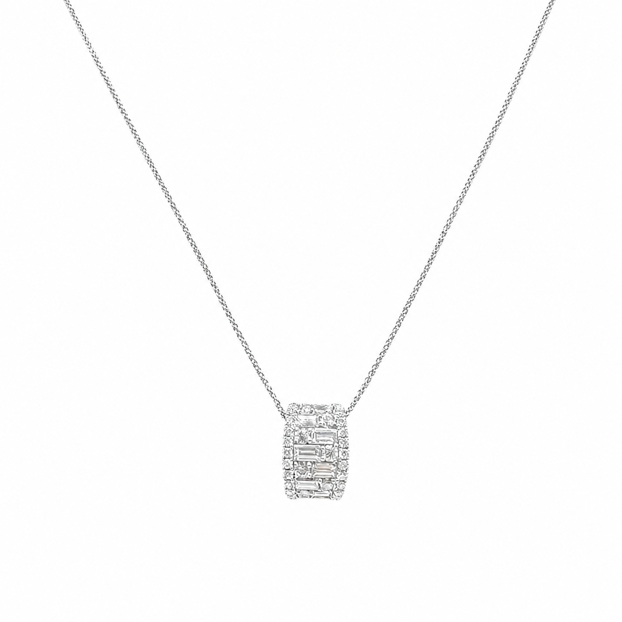 18K White Gold 1.40 CT Diamond Pendant Necklace – 18 Inch DP029 IIJJ