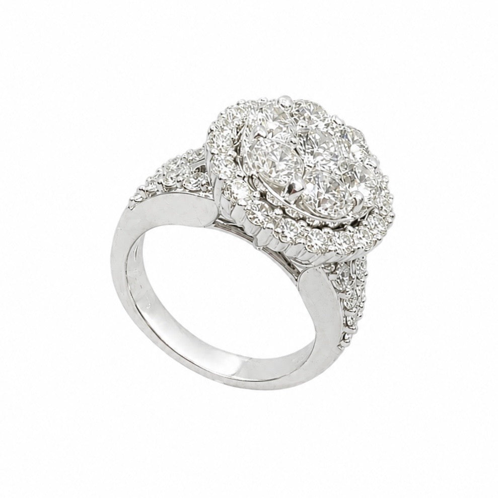 14K White Gold Round Diamond Halo Ring – 3.00 CTW DR008 ITJJ