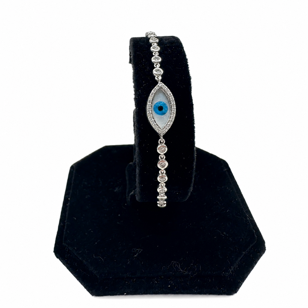 Evil Eye Diamond Bracelet in 18K White Gold – 0.82 CT Diamonds IJJJ