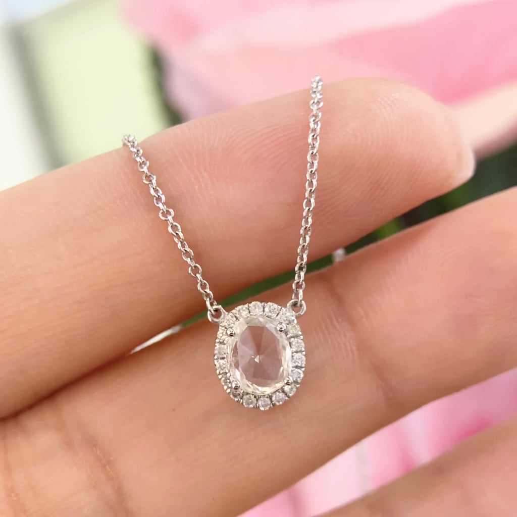18K White Gold Rose Cut Diamond Pendant – 0.73CT Total Weight | 00115006