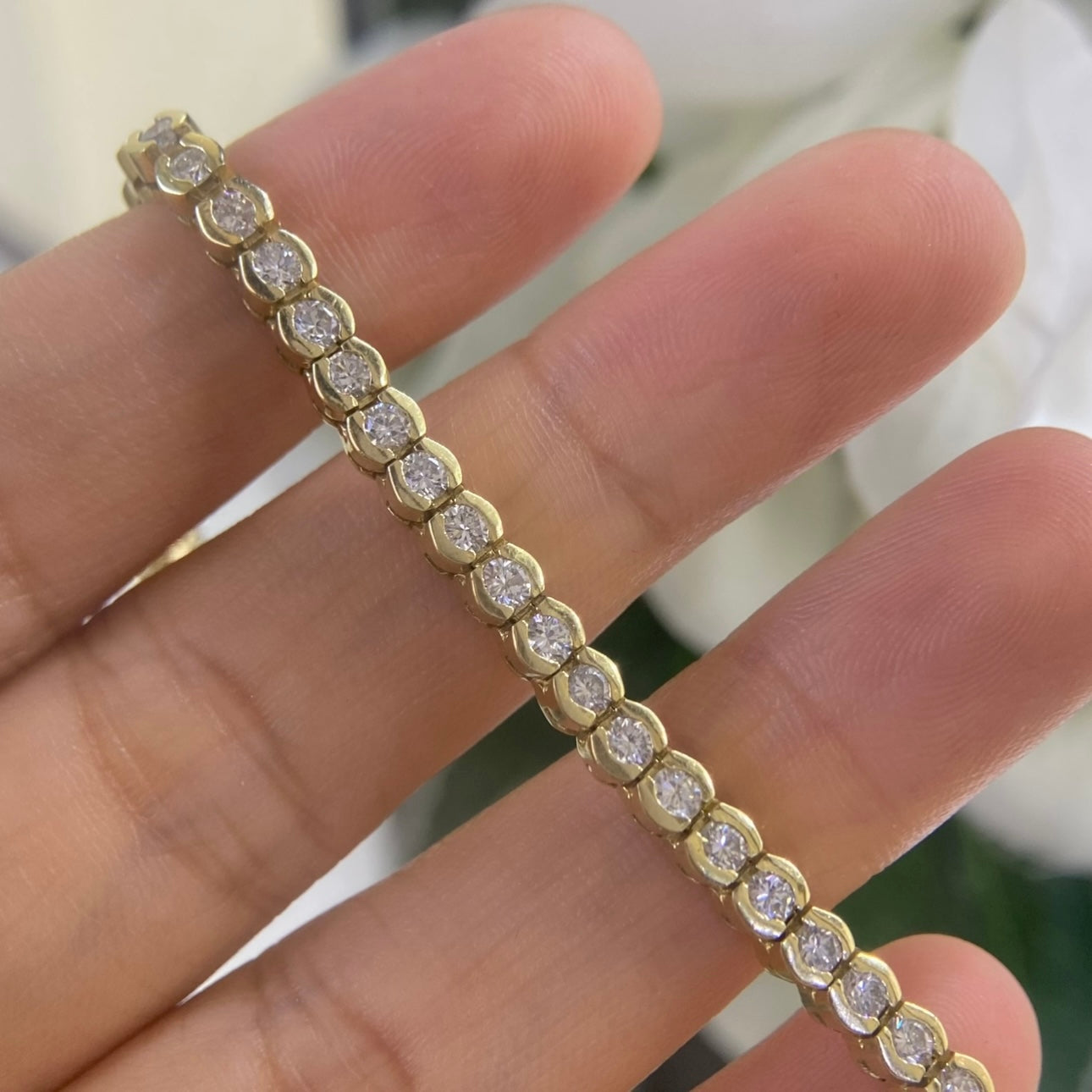 14K Yellow Gold Diamond Bracelet with 3.85CT Round Cut Diamonds DB027 GEJJ
