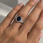 18K White Gold Ring 1.35CT Diamonds & 6.50CT Synthetic Sapphire |  SDR039 GIJJ