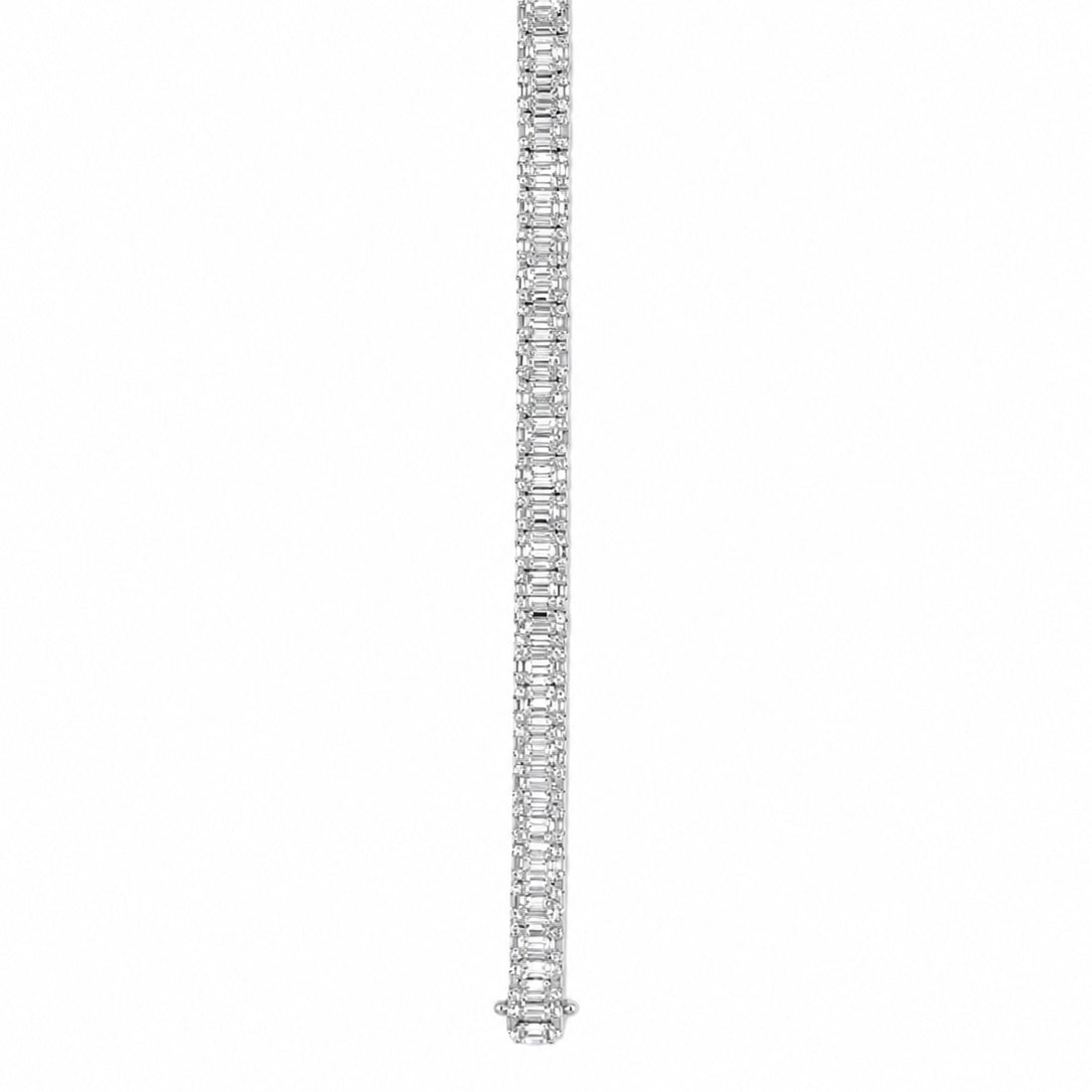 14K White Gold Baguette & Round Diamond Tennis Bracelet – 7.14ct PJBR4910WG