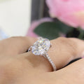 18K White Gold Oval Lab-Grown Diamond Ring – 3.07CT Center / 0.39CT Side Diamonds E/VS1 | OVER023