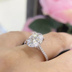 18K White Gold Oval Lab-Grown Diamond Ring – 3.07CT Center / 0.39CT Side Diamonds E/VS1 | OVER023