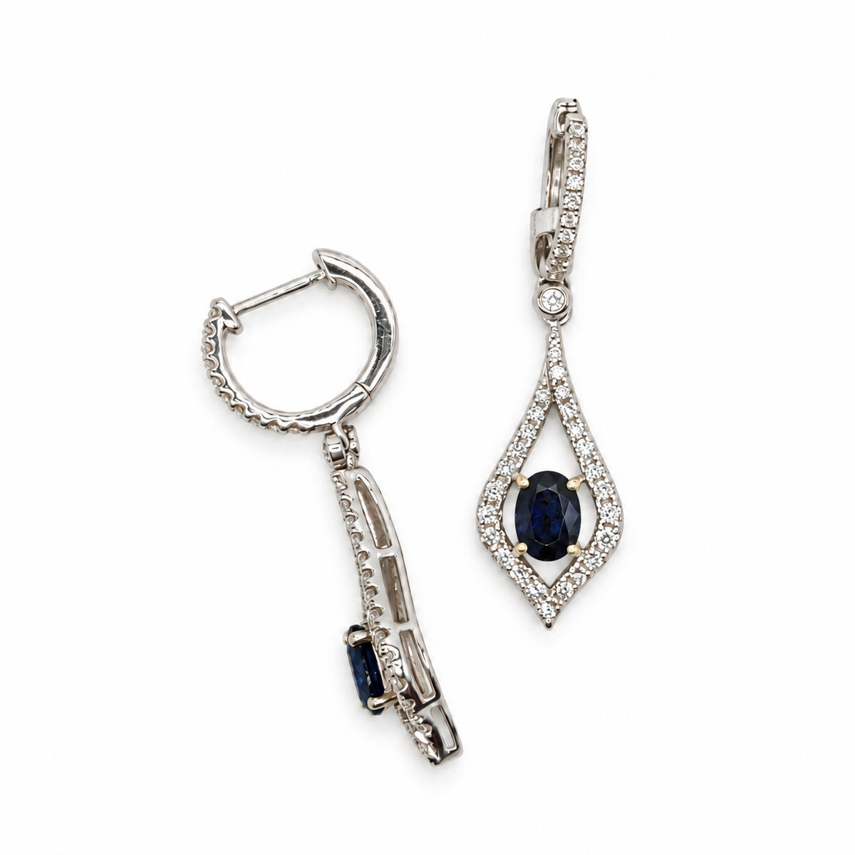 14K White Gold Sapphire & Diamond Earrings | 1.71ct Sapphires 0.95ct Diamonds SDER024 IJJJ