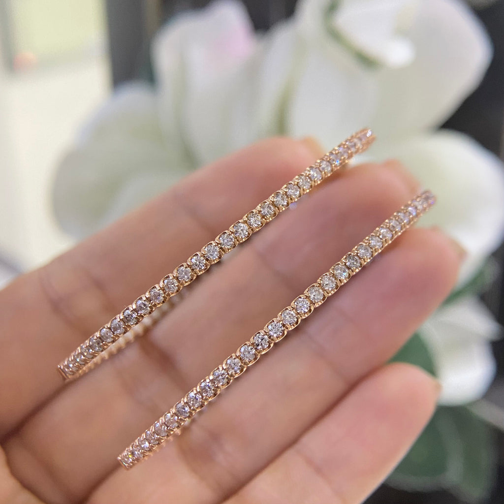 14K Rose Gold Diamond Hoop Earrings – 3.30CT DIER145 IETJ