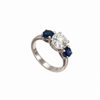 14K White Gold Ring 1.50CT Clarity Enhanced Diamonds & 0.98CT Sapphire SDR041 NEJJ