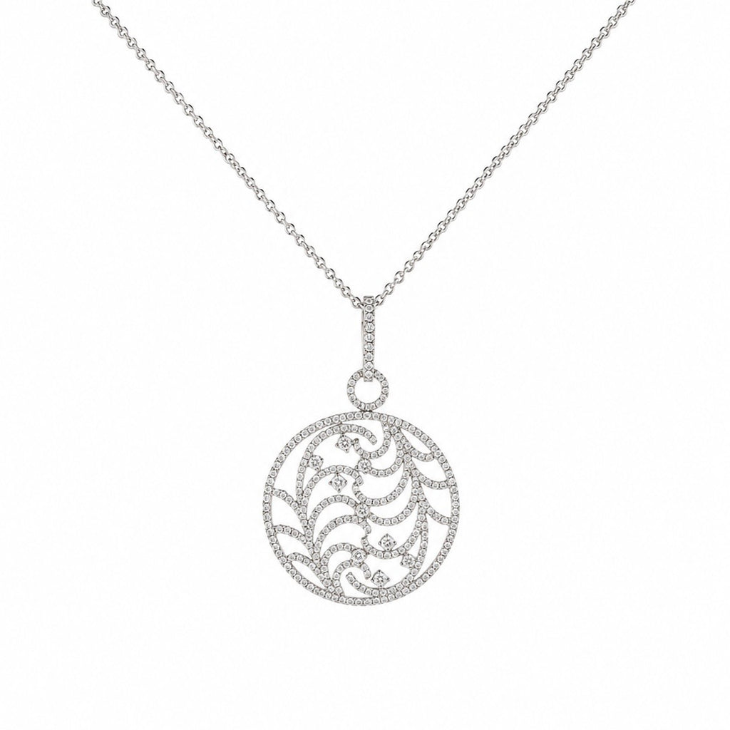 18K White Gold 2.16 CT Round Diamond Pendant Necklace DP105 IZJJ