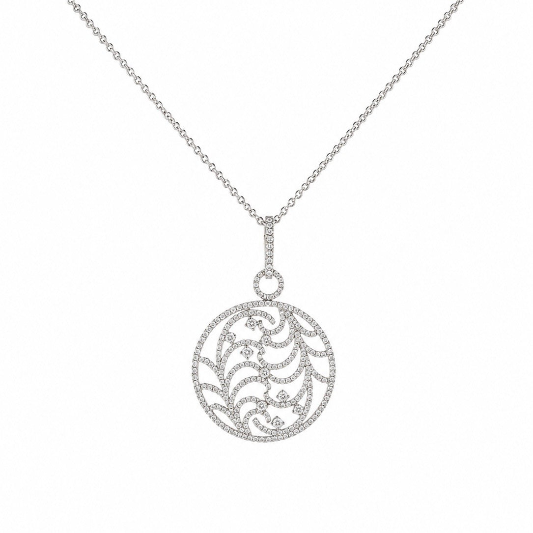 18K White Gold 2.16 CT Round Diamond Pendant Necklace DP105 IZJJ
