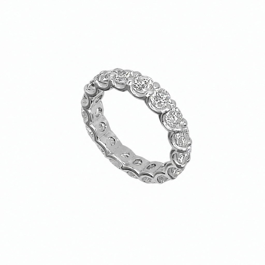 14K White Gold 3.17CT Round Diamond Eternity Band Ring WB035 ILJJ