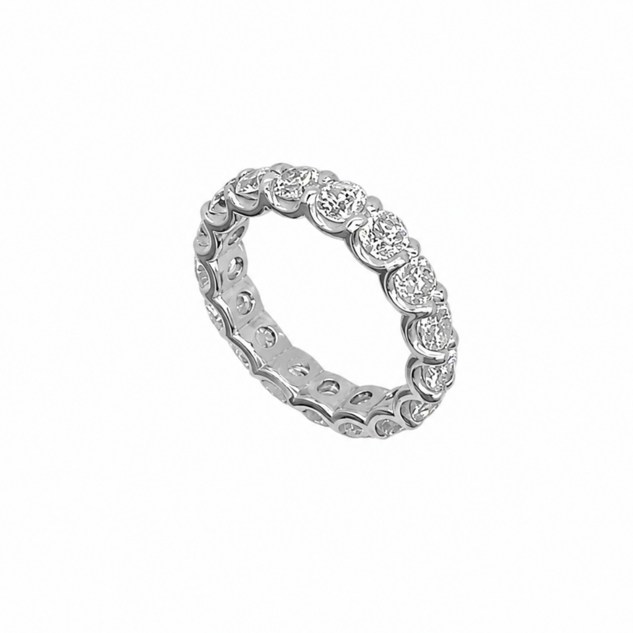 14K White Gold 3.17CT Round Diamond Eternity Band Ring WB035 ILJJ