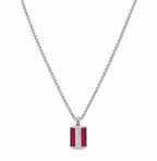 18K White Gold 3.73CT Natural Ruby & 0.08CT Diamond Pendant Necklace – 16” RDP02 EJJ
