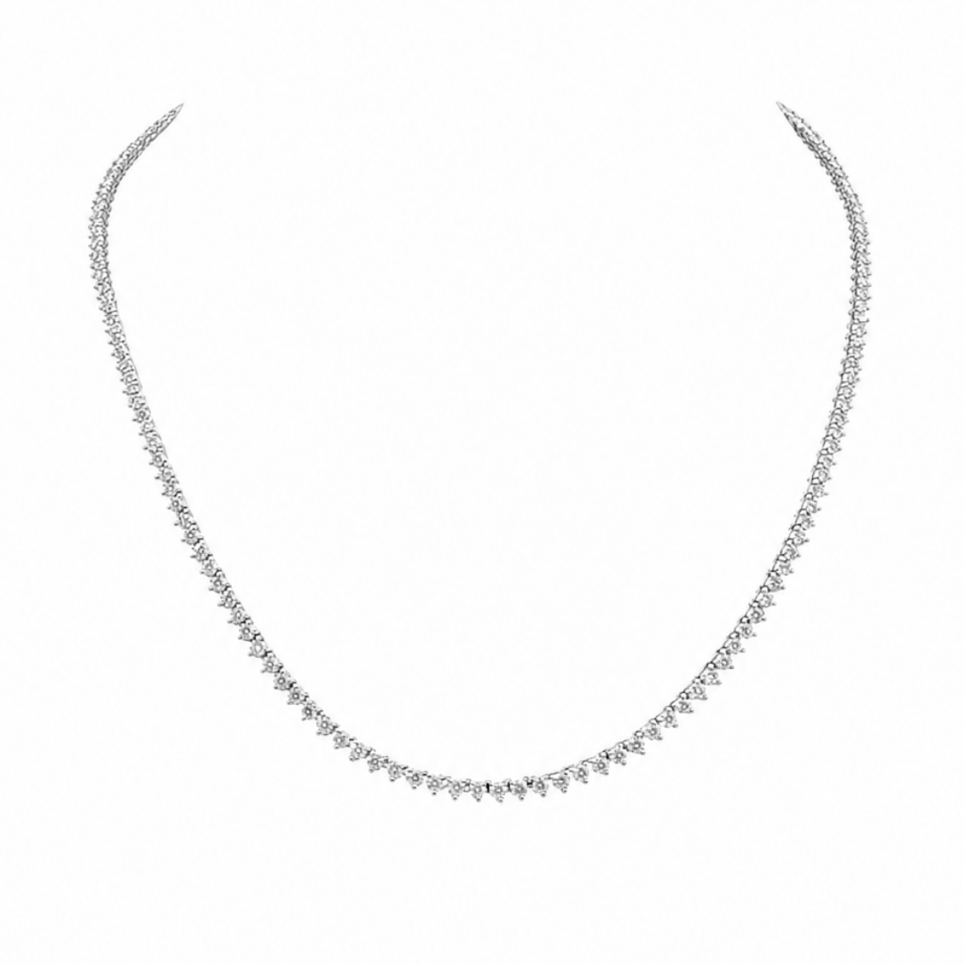 14K White Gold 5.20CT Natural Round Diamond Tennis Necklace – 16” PJN5293-018