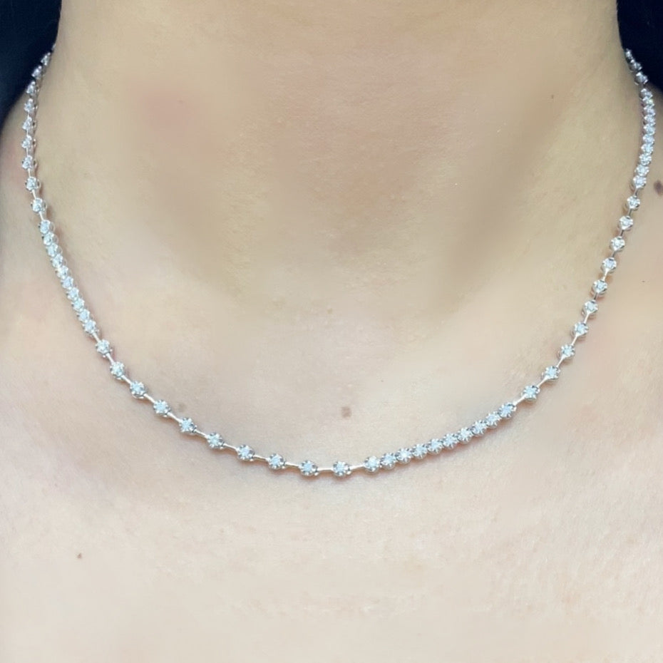 18K White gold 1.32ct natural Diamond Necklace G-SI1 DN060 INTJ