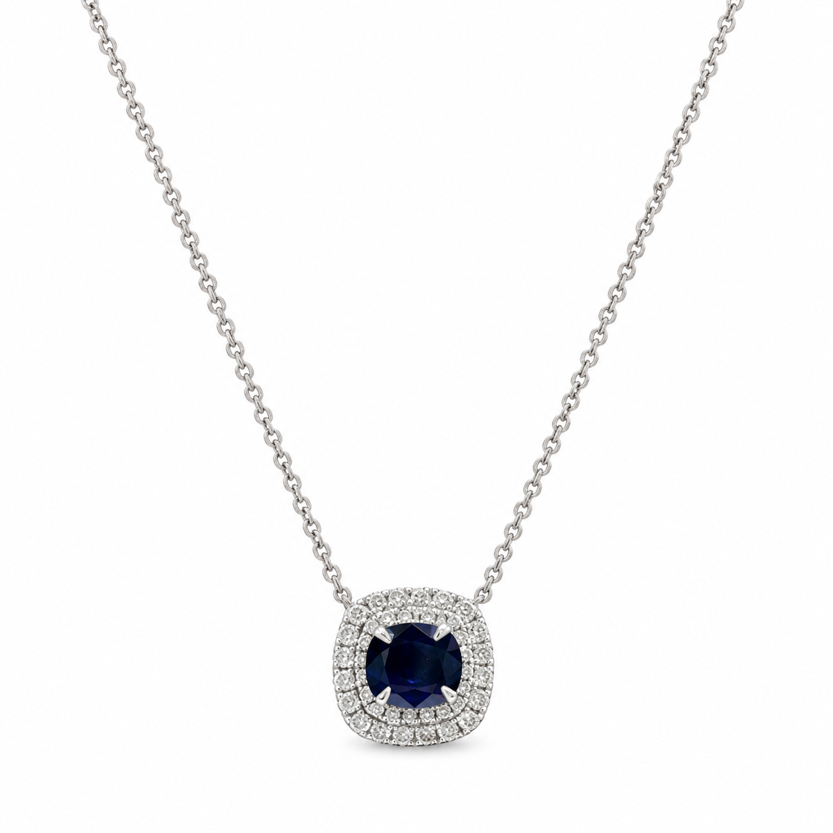 14K White Gold Pendant Necklace with 2.17ct Sapphires and 0.90ct Diamonds SDN022 ZEJ ISJJ