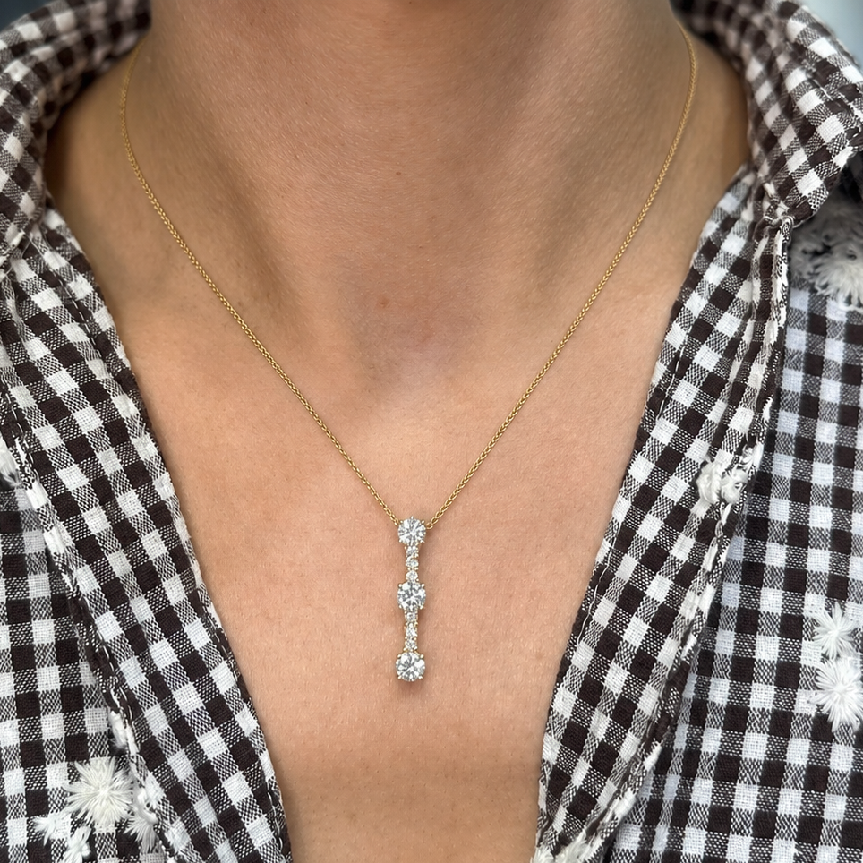 14K Yellow Gold Diamond Pendant Necklace – 2.20 CT Total Diamonds IIJJ