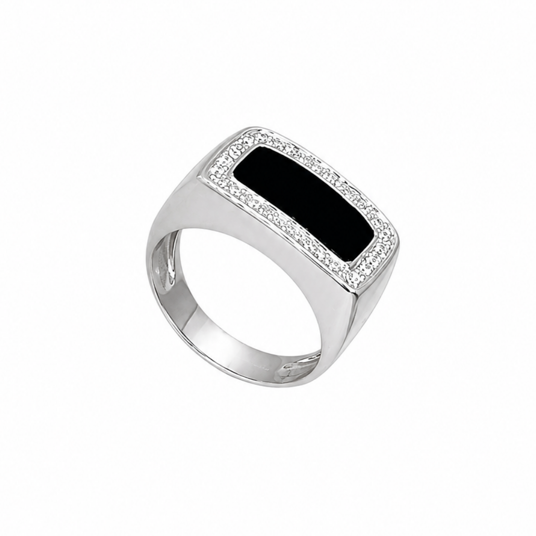 14K White Gold Diamond & Onyx Ring – 0.27ct Diamonds  W8601 ZJJ