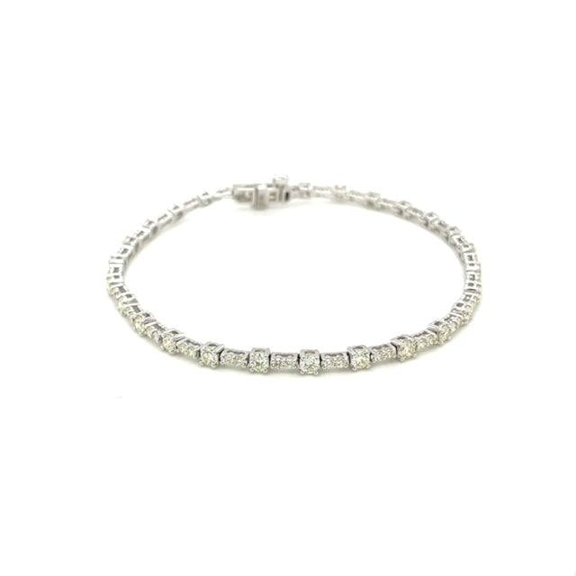 14K White Gold Natural Diamond Tennis Bracelet – 3.23CT | DB057