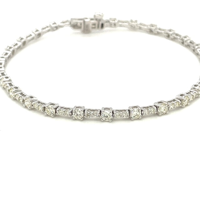 14K White Gold Natural Diamond Tennis Bracelet – 3.23CT | DB057