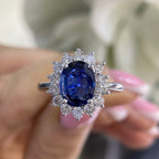 14K White Gold Natural Sapphire & Diamond Ring – 2.38CT Sapphire / 1.00CT Diamonds | SDR066
