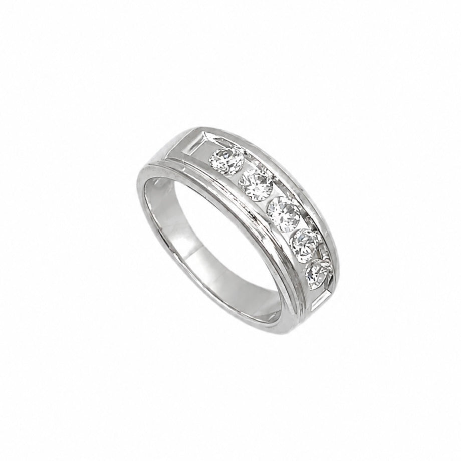 14K White Gold 0.75ct Diamond Channel-Set Men’s Wedding Band WB589 IIJJ